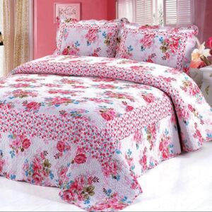 Romantic Sweet Pink Flowers Printing Cotton 3-Piece Bed in a Bag