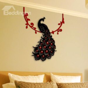 Fantastic Graceful Acrylic Peacock on Branch Removable 3D Wall Sticker