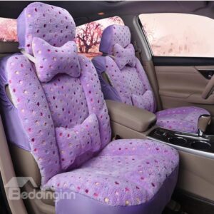 Cute and Creative Palka Dots Designed Warm Plush Car Seat Cover
