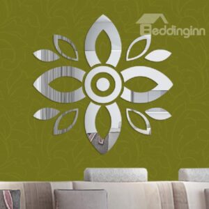 Unique Acrylic Mirror Surface Floral Pattern Removable 3D Wall Sticker
