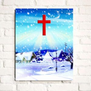 Festival Cottage in Snowing Winter 1-Panel Wall Art Print