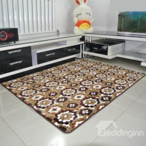 Wonderful Flower-Patterned Coral Fleece Living Room Bedroom Area Rug
