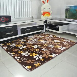 Classic 5-Petal Flower Pattern Coral Fleece Living Room Bedroom Area Rug