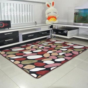 Creative Colorful Pebbles Pattern Coral Fleece Living Room Bedroom Area Rug