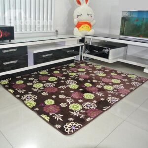 Fantastic Red and Green FloraL Pattern Coral Fleece Living Room Bedroom Area Rug