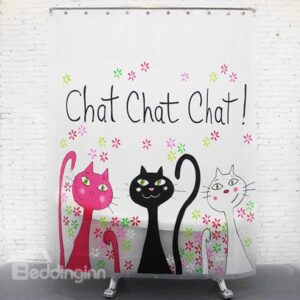 Pretty Lovely Three Color Cats Shower Curtain
