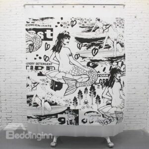 Artistic Charming Graceful Sexy Mermaid Shower Curtain