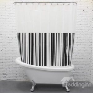 Modern Simple Bar Code Black and White Shower Curtain