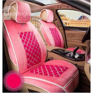 Comfortable Plaid Patterned Plush Car Seat Cover