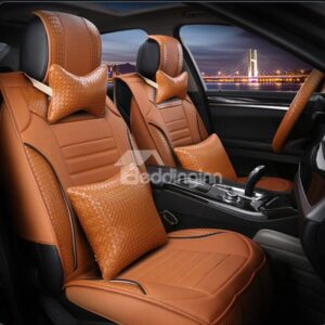 Luxurious Blaided Patterned Leather Material Car Seat Cover Set