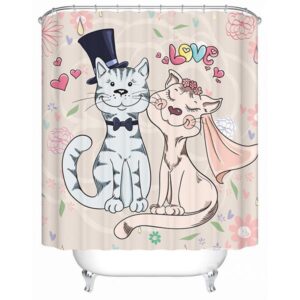 Unique Creative Lovely Cats Couple Shower Curtain
