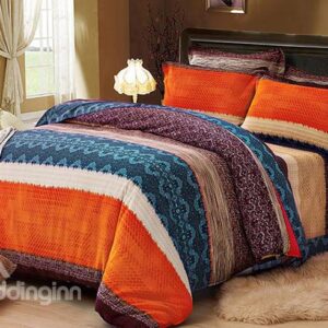 Wave Design European Style Cotton 4-Piece Duvet Cover Sets