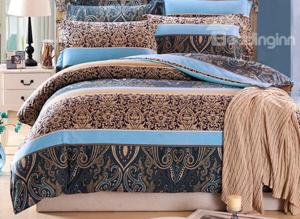 Royal Exquisite Jacquard Printing Cotton 4-Piece Duvet Cover Sets