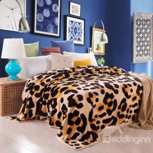 Wild Leopard Design Brown Soft Flannel Blanket