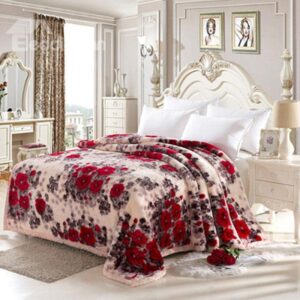 Romantic Red Roses Printing Skincare 100% Cotton Blanket