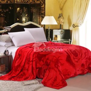 Romantic Red Roses Printing Anti-pilling Flannel Blanket