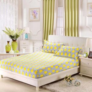Interesting Yellow Pear Printing Flannel Fitted Sheet