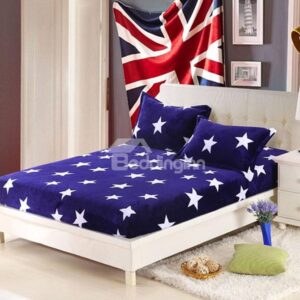 Cute Bright Stars Printing Flannel Fitted Sheet