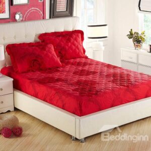 Hot Red Roses Printing Cotton Fitted Sheet