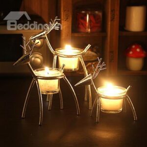 American Style Deer Design Christmas Decoration 3-Piece Iron Candle Holder