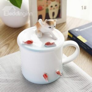 Creative Ceramic Adorable 3D Animals Coffee Cup with Lid