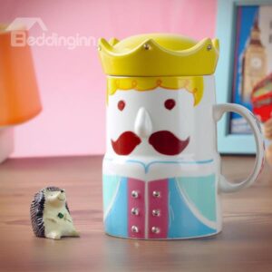 Creative Crown King and Queen Pattern Ceramic Coffee Mug
