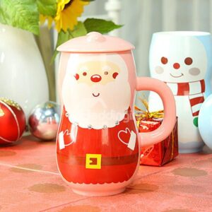 Christmas Theme Santa Claus and Snowman Ceramic Coffee Cup