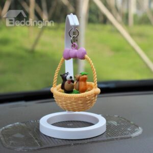 Creative Bear in Basket Cartoon Stand Car Decor