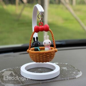 Creative Rabit in Basket Cartoon Stand Car Decor