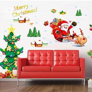 Christmas Decoration Santa and Christmas Tree Removable Wall Sticker