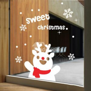 Festival Christmas Window Decoration Cute Snowman Removable Wall Sticker