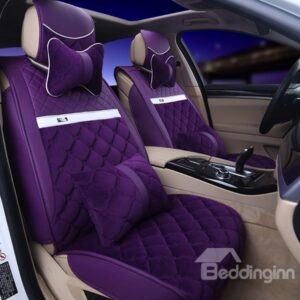 Comfortable and Durable Plaid Patterned Linen Car Seat Cover