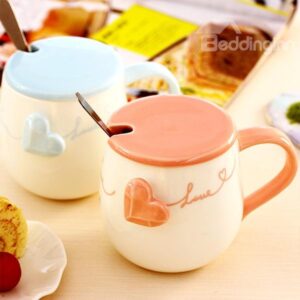 Wonderful Heart-Shape Relief Pattern Ceramic Coffee Mug