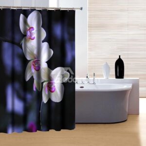 Classic Concise Design Graceful Flowers 3D Shower Curtain