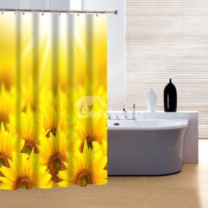Wonderful Fabulous Bright Sunflower Clusters 3D Shower Curtain