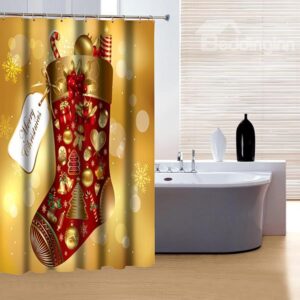 New Style Modern Christmas Santa Boot 3D Shower Curtain