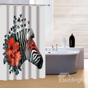 Innovative Design Red Rose and Zebra 3D Shower Curtain