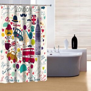 Brisk Wonderfl Colorful London Print 3D Shower Curtain