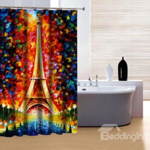 Artistic Design Fabulous Wonderful World and Eiffel Tower 3D Shower Curtain