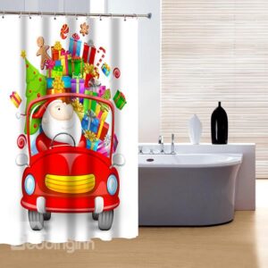 New Festive Happy Santa and Presents 3D Shower Curtain