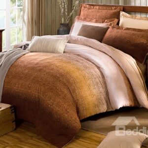 Fashion Contracted Style Brown Cotton 4-Piece Duvet Cover Sets