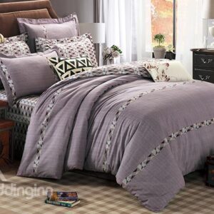 Concise Dark-colored Design Cotton 4-Piece Duvet Cover Sets
