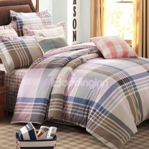 Classic Stripes and Plaid 4-Piece Duvet Cover Sets