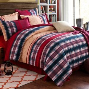 Plain Plaid Style Cotton 4-Piece Duvet Cover Sets with Hidden Zipper
