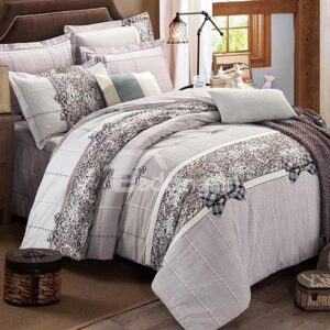 Chic Leopard and Bowknot Design Gray Cotton 4-Piece Duvet Cover Sets