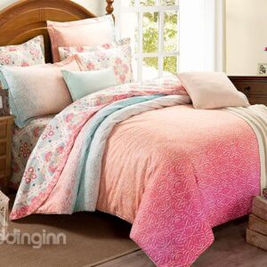 Stylish Bright Gradient Color Design 4-Piece Cotton Duvet Cover Sets