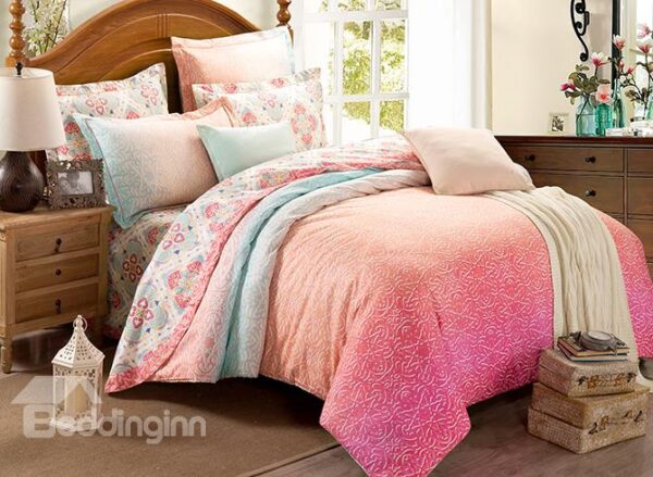 Stylish Bright Gradient Color Design 4-Piece Cotton Duvet Cover Sets