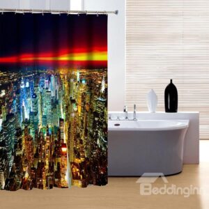 Charming Modern Urban City Night View 3D Shower Curtain