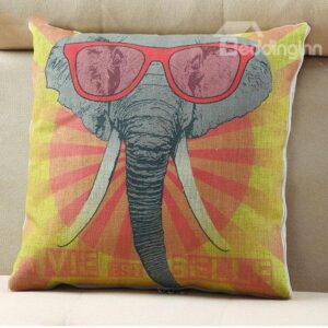 Comfortable Quillow Elephant Patterned Linen Blanket Car Pillow