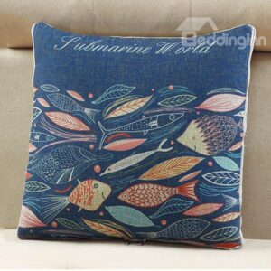 Comfortable Quillow Sea World Patterned Linen Blanket Car Pillow